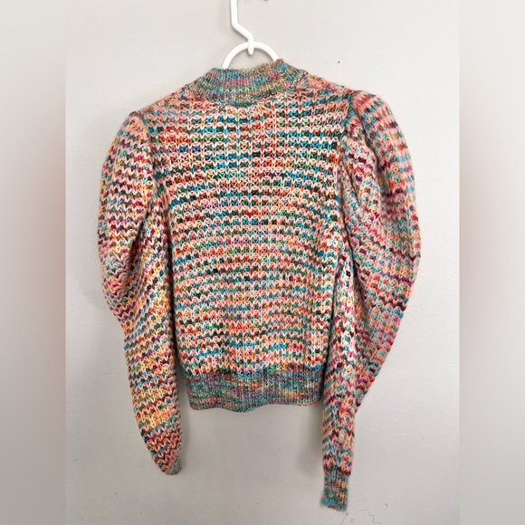 NWT Ulla Johnson Fiora Wool Puff Sleeve Kid Mohair Rainbow Cardigan Size Small - Picture 8 of 10